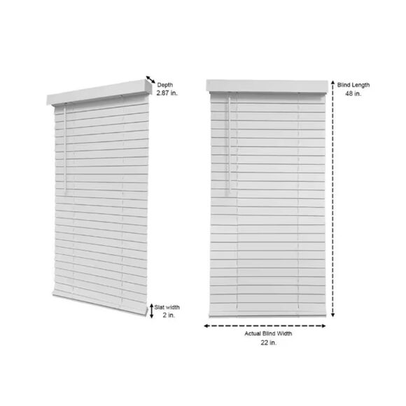 Home Decorators Collection White Cordless Faux Wood Blinds 22" x 48" - Picture 2 of 4